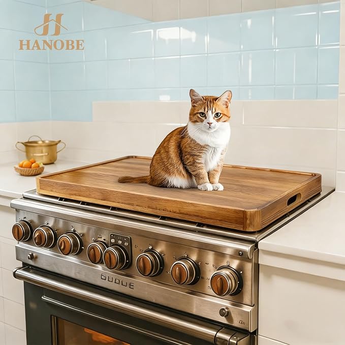 Hanobe Noodle Board Stove Cover: 30” Wood Stove Top Boards with Handles for Electric Gas