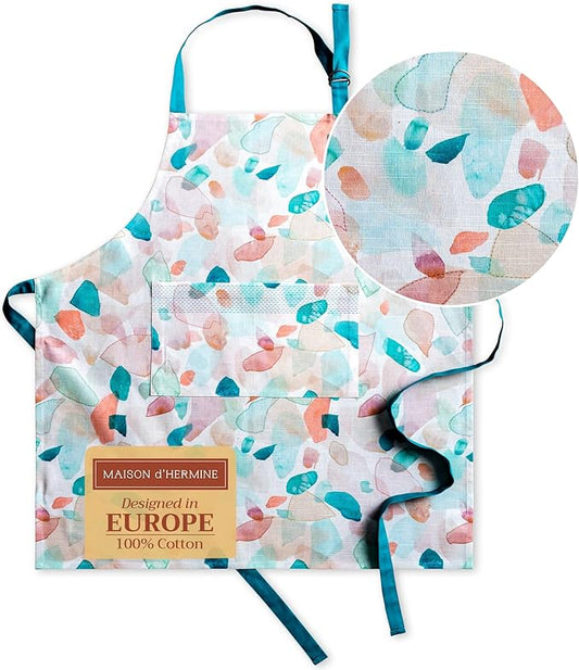 Maison d' Hermine 100% Cotton Apron for women with Pocket Kitchen Chef Apron for Men Cooking Spring Summer