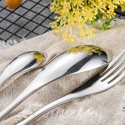 Lemeya 20 Pieces Silverware Set for 4,Heavy Duty 18/10 Stainless Steel Flatware Set with Forged Stand Knives,Modern Cutlery Utensil Set,Mirror Polished,Dishwasher Safe