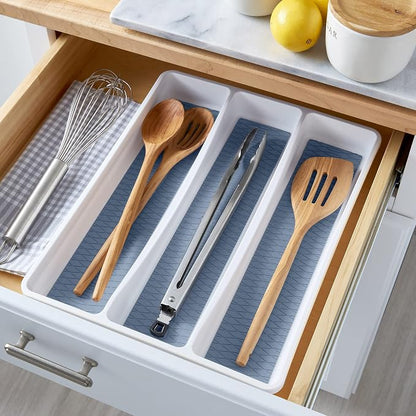Copco Basics 3 Compartment Drawer Organizer, 15.74 x 12.79 x 1.75-Inch, Faded Denim