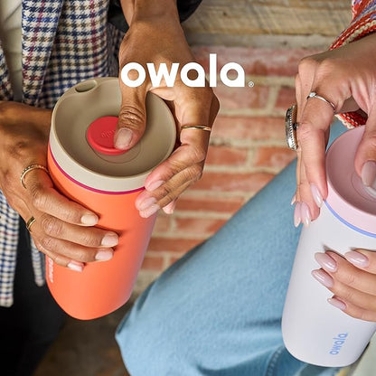 Owala SmoothSip Slider Insulated Stainless Steel Coffee Tumbler, Reusable Iced Coffee Cup, Hot Coffee Travel Mug, BPA Free 20 oz, Cozy Cocoa (Pack of 8)