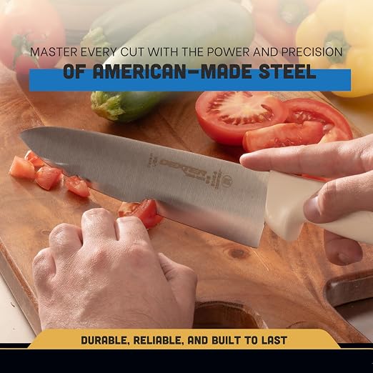 Dexter-Russell 8" Chef's Knife – S145-10PCP | SANI-SAFE Series | High-Carbon Stainless Steel Blade, NSF Certified, Slip-Resistant White Handle, Made in USA
