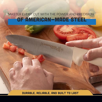 Dexter-Russell 8" Chef's Knife – S145-10PCP | SANI-SAFE Series | High-Carbon Stainless Steel Blade, NSF Certified, Slip-Resistant White Handle, Made in USA