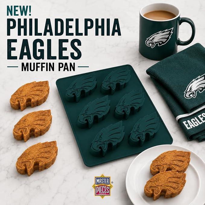 MasterPieces Game Day - FanPans NFL Philadelphia Eagles Silicone Muffin Pan - Dishwasher Safe