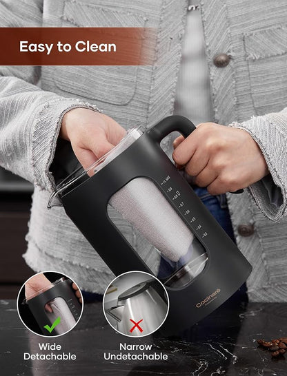 Electric Tea Kettle, INTASTING Glass Electric Kettle with tea Infuser and Precise knob temperature control, 1200W Fast Heating, BPA-Free, Easy to Clean, 1 Liter (Dark Gray)