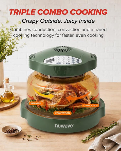 Nuwave Pro Plus 2 Air Fryer Oven, Infrared Countertop Convection, No Defrost No Preheat, Triple Combo Heating, 10-in-1 Multicooker, PFAS & BPA Free, 10LB Capacity, Dishwasher Safe Parts, 20660V03O