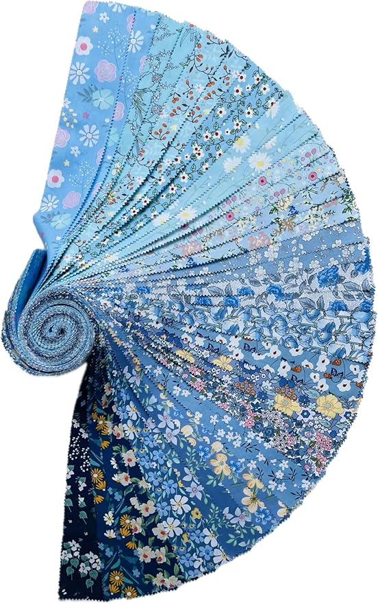 40 Strip Jelly Roll Fabric Strips for Sewing, 100% Cotton Fabric for Quilting Crafting, Precut Fabric Bundles, Patchwork Precut Quilt Squares-2.5" x 44" Tears of The Atlantic