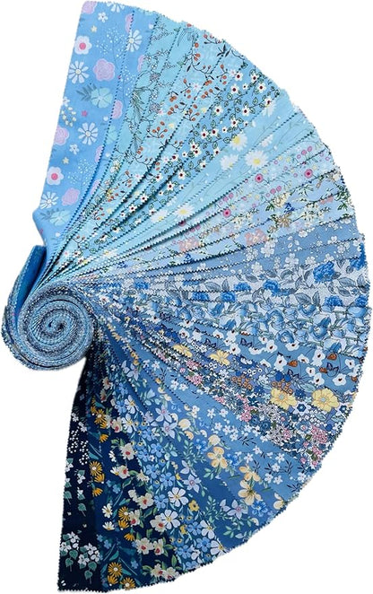40 Strip Jelly Roll Fabric Strips for Sewing, 100% Cotton Fabric for Quilting Crafting, Precut Fabric Bundles, Patchwork Precut Quilt Squares-2.5" x 44" Tears of The Atlantic