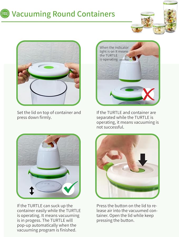 FOSA Vacuum Seal Food Storage System Reusable Medium Containers, 2 pack, 600ml size (Vacuum Pump not Included)