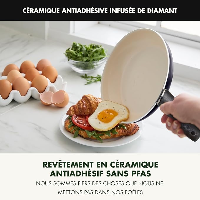 GreenPan Rio 16 Piece Cookware Pots and Pans Set, Hard Anodized Healthy Ceramic Nonstick PFAS-Free, Bakelite Handles, Frypans, Saucepan, Saute Pan, Stock Pot, Kitchen Tools, Dishwasher Safe, Black