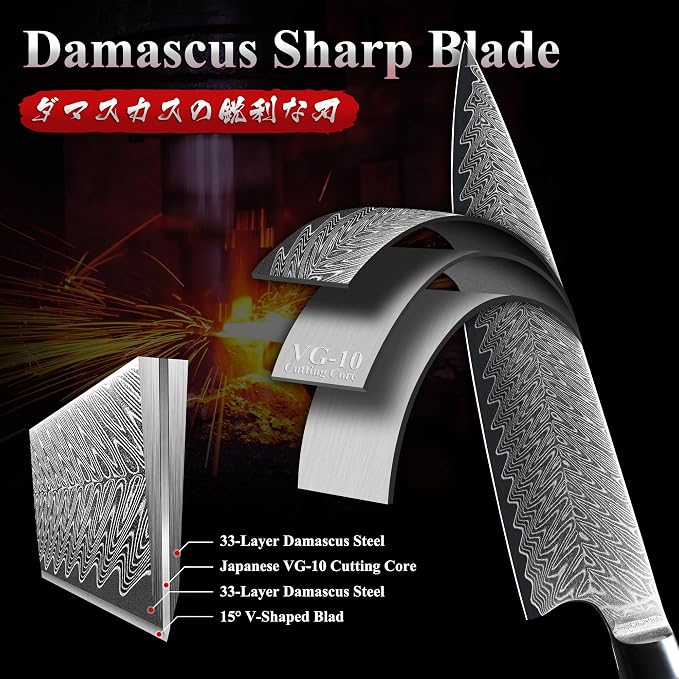 Dragon Creek Damascus Chef's Knife - Japanese Chef Knife for Meat Vegetable Cutting Birthday Christmas Thanksgiving Gift for Mom or Dad