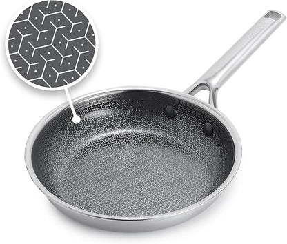 GreenPan Hybrid 8” Nonstick Stainless Steel Frying Pan, APEX Tri-Ply Thermobond PFAS-Free Ceramic Skillet, Induction & All Cooktop Compatible, Oven Temp to 850°F, Dishwasher Safe, Silver