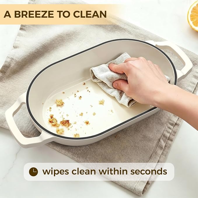 Enameled Cast Iron Dutch Oven Pot with Lid, Wildone 5.5QT Bread Oven for Homemade Sourdough Bread Baking with Cotton Potholders, Oven Safe up to 500°F, Cream White