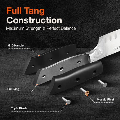 ARVELLO Santoku Knife - 7-Inch Japanese-Style All Purpose Knife for Home Cooks & Professional Chefs - German High Carbon Stainless Steel Blade, Full Tang, G10 Handle, Ultra-Sharp Edge