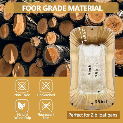 UBeesize 2lb Loaf Pan Liners, 300 PCS Loaf Pan Liners for Baking Bread 9x5, Non-Stick Bread Pan Liners, Pre-formed Rectangle Paper for Bread and Cakes