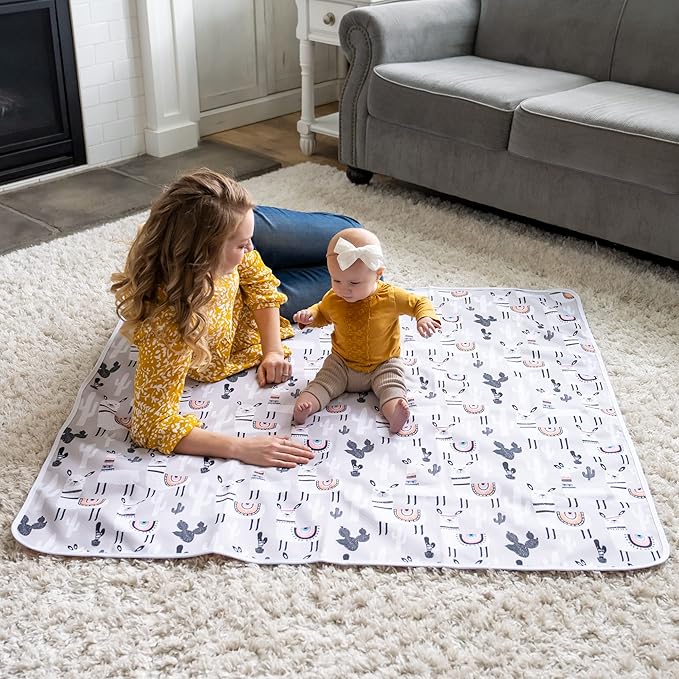 Splat Mat for Baby – Under High Chair Floor Mat Protects Wood, Vinyl and Carpet from Spills – Waterproof 4 Layer Baby Mat with Anti-Skid Backing Deters Bunching and Sliding (51” x 51”)