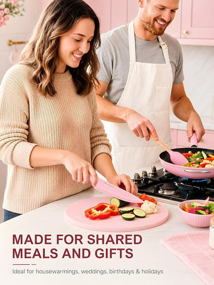 Astercook Knife Set with Block and Sharpener, 22 Piece Kitchen Knife Set Dishwasher Safe, Space-Saving Clear Knife Block with Knives for Everyday Home Cooking Pink