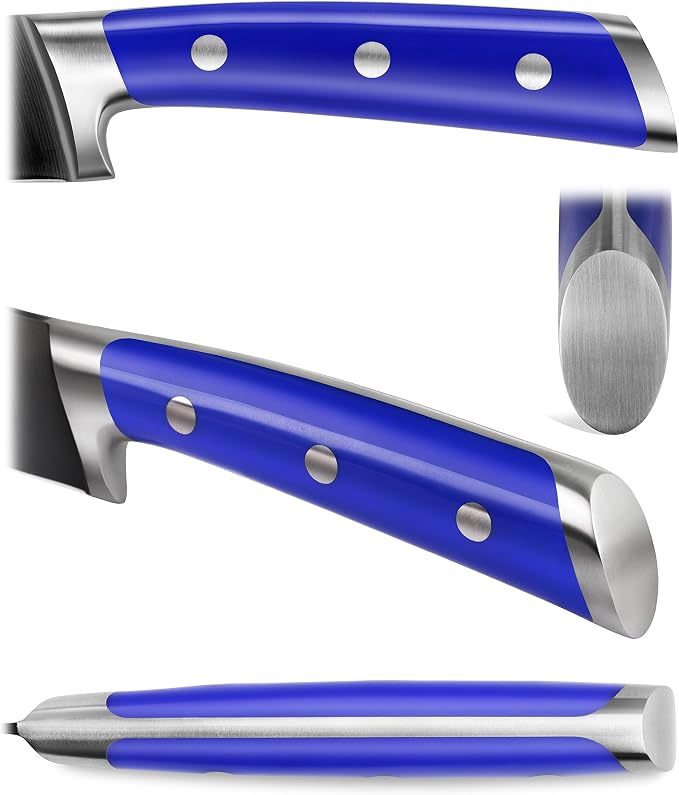 Cangshan S+ Series 1022124 German Steel Forged 2-Piece Titanium Coated Santoku Starter Knife Set with Sheaths, Atlantic Blue