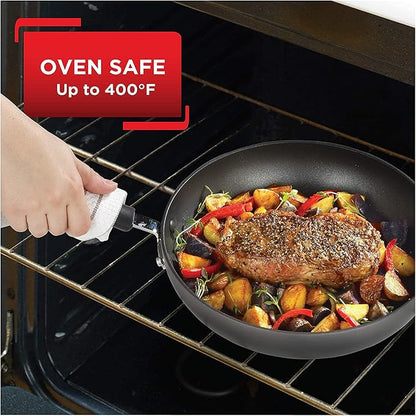 T-Fal Ultimate Hard Anodized Nonstick Fry Pan Set 2 Piece, 8, 10 Inch, Oven Broiler Safe 400F, Kitchen, Cookware, Pots and Pans Set Non Stick, Frying Pans, Dishwasher Safe, Onyx