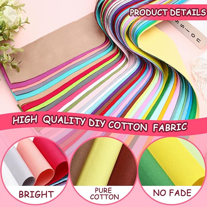 Kingdder 70 Pcs Solid Color Jelly Fabric Quilting Strips, 2.55 Inch Precut Cotton Patchwork Roll Cotton Quilting Fabric Bundle for Quilters and Sewing DIY Crafts