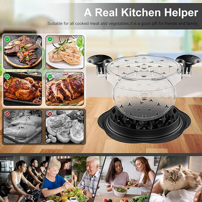 Chicken Shredder with Removable Plate - Manual Meat Shredder Tool with Transparent Lid & Cleaning Brush, Dishwasher Safe Kitchen Gadget for Shredding Chicken, Pork, Beef, Pulled Pork(Black)