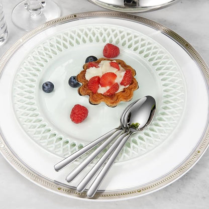 KEAWELL Premium Aline 4-Piece 5.8 inch Spoon Set – 18/10 Stainless Steel Silverware with Mirror Polish, Dishwasher Safe for Table Setting and Entertaining (4, Small Spoons)