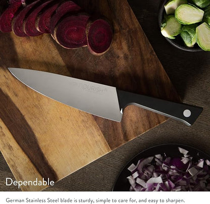 Greater Goods 8″ Chef’s Knife – German Steel (X50CrMoV15), Full-Tang, Everyday Kitchen Knife