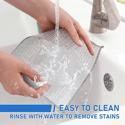 Aidoclip 20pcs Set Non-Scratch Steel Wool Dishcloth - Multi-Use Kitchen Scrubbers, Durable Cleaning Pads for Wet & Dry Use White