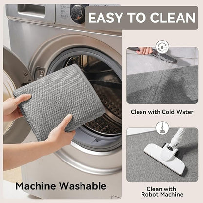 YDKGL Kitchen Mat Kitchen Rugs Sets of 2 PCS Non Slip Washable, Linen-Like 0.3" Thick Cushioned Absorbent Kitchen Mats for Floor, Mild Anti-Fatigue Sink Laundry Standing Mat, Gray 17"x30"+17"x47"