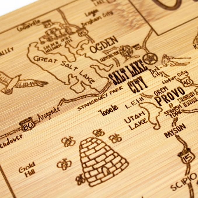 Totally Bamboo A Slice of Life Utah State Serving and Cutting Board, 11" x 8.75"