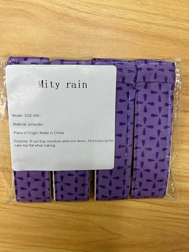 Mity rain 4-Piece Cake Pan Dampen Strips, Super Absorbent Thick Cotton Strips for Baking, Cake Leveler and Baking Supplies