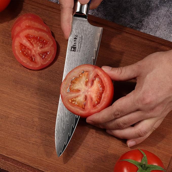 Zlatko Chef Knife, 8 Inch Damascus Chef Knife, High Carbon Stainless Steel Damascus VG10 67-Layer Ultra Sharp Chef Knife Ergonomic Handle with GIFT BOX