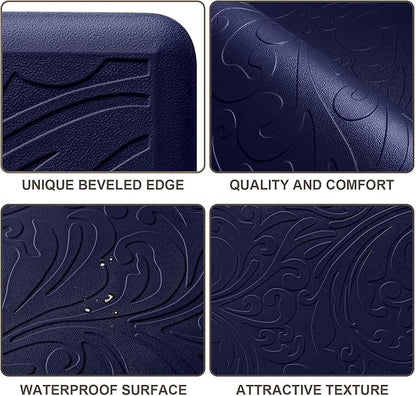 KMAT Kitchen Mat Cushioned Anti-Fatigue Waterproof Non-Slip Standing Mat Ergonomic Comfort Rug for Home,Office,Sink,Laundry,Desk 17.3" (W) x 60"(L),Blue
