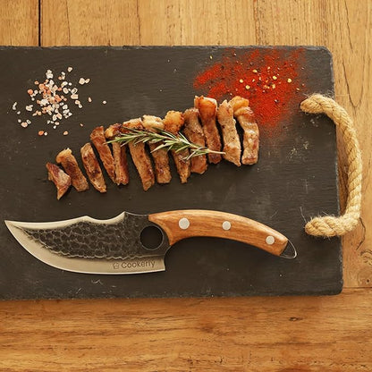 Chef Knife - Japanese Knife Style with Ergonomic Grip & Rosewood Handle, 6" High Carbon 5cr15 Steel Meat Cleaver, Genuine Leather Sheath, Kitchen Knives, Gift Packaging