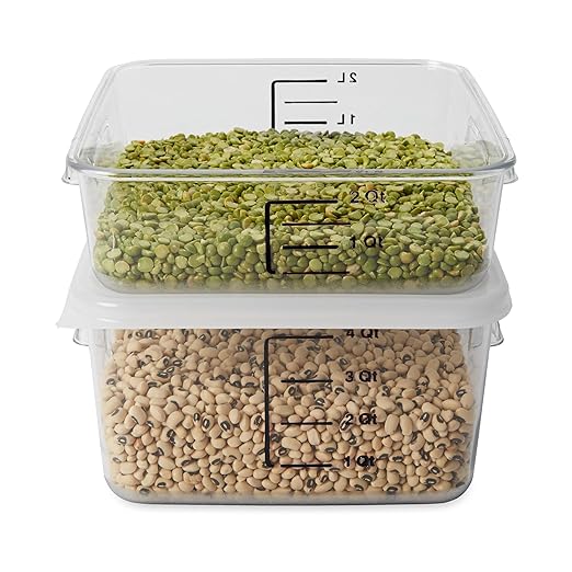 Rubbermaid Commercial Products, Space Saving Square Food Storage Container, 2 Quart, Clear, for Kitchen/Sous Vide/Meal Prep