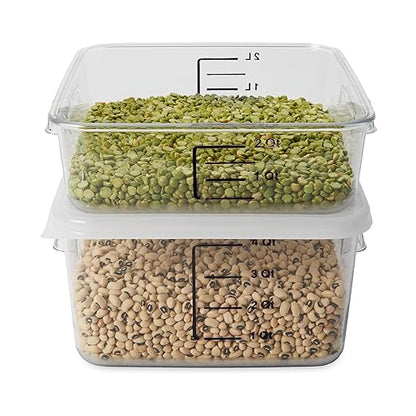 Rubbermaid Commercial Products, Space Saving Square Food Storage Container, 2 Quart, Clear, for Kitchen/Sous Vide/Meal Prep
