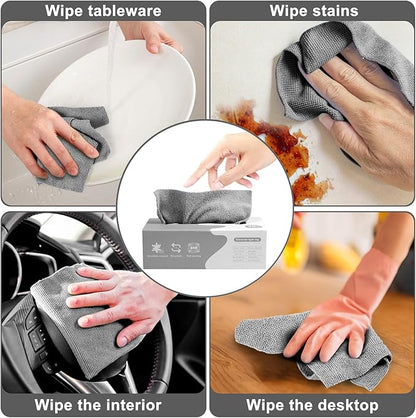 Luiruey Microfiber Cleaning Cloth Rags in A Box (20 Count) -7.9" x 7.9" Reusable Microfiber Towels for Cars - Edgeless Terry Towels,Small Microfiber Towel for Home, Kitchen (Geen)