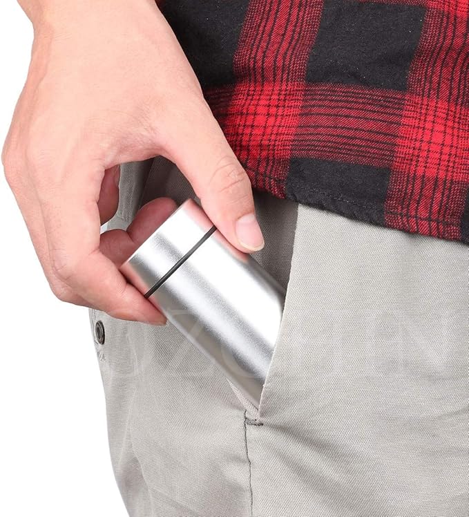 OZCHIN Aluminum Storage Jar Portable Airtight Smell Proof Container Bottle Multipurpose Storage Container for Spices, Coffee & Teas 80ml (Silver&Black)