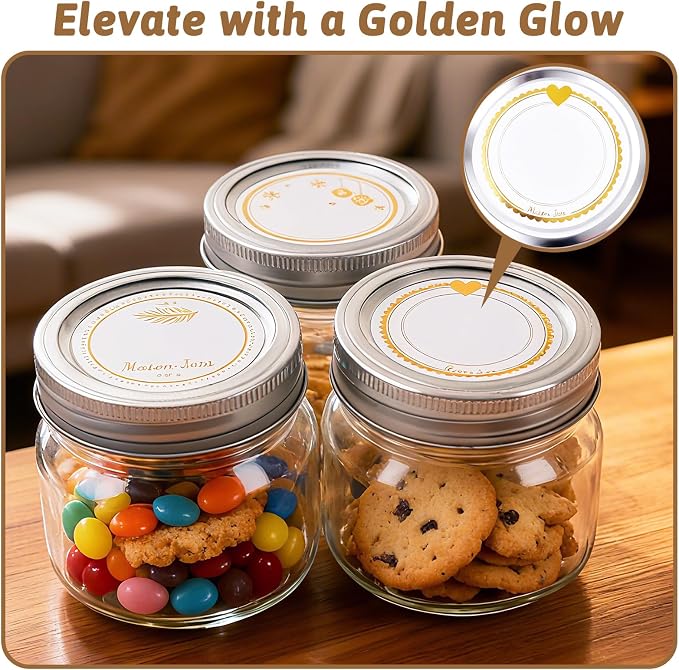 STARSIDE 8 oz Glass Mason Jars with Airtight Lids and Bands,30 Pack with Labels &Tags, Half Pint Canning Jars for Honey, Jam, Candies, Jelly, Spice, DIY Crafts & Wedding Favors