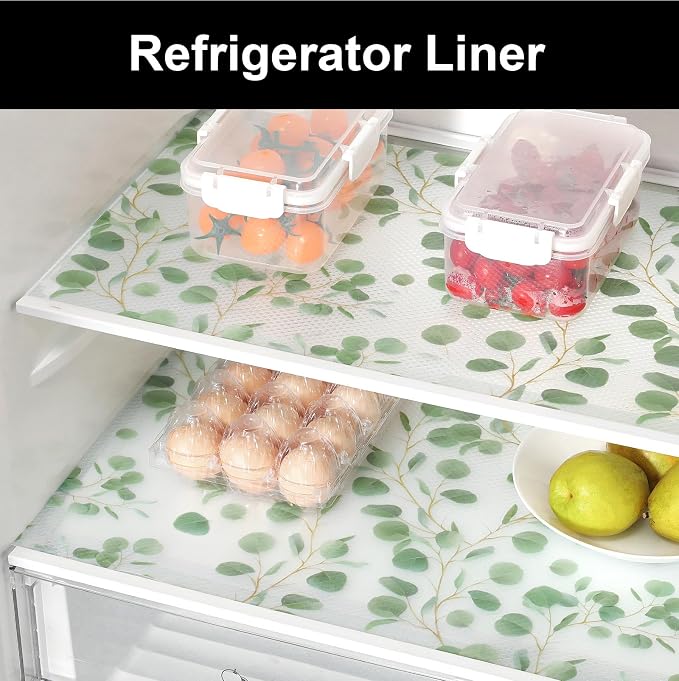 Cooyes Shelf Liners for Kitchen Cabinets Refrigerator Liners Waterproof & Oil-Proof Kitchen Cupboard Liner Drawer Mats EVA Material Non Adhesive Fridge Liner for Shelves（23.6" W x 360" L）