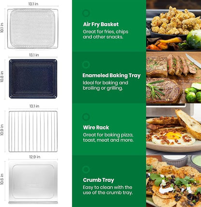 VAL CUCINA Infrared Heating 26.3 QT Air Fryer Toaster Oven, Large Countertop Convection Oven 10-in-1 Combo, 6-Slice Toast, Enamel Baking Pan Easy Clean with Recipe Book, Black Matte Stainless Steel