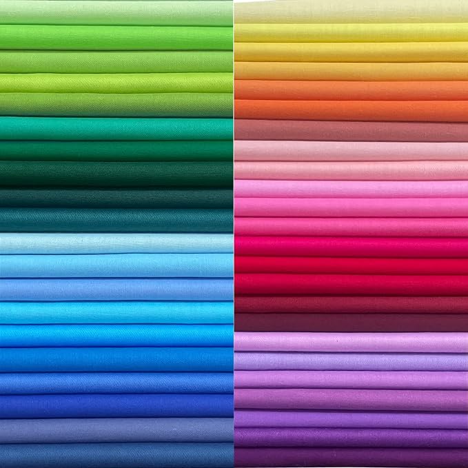 HANPATQUI 200PCS 4 x 4 inch Solid 100% Cotton Fat Quarters Fabric for Sewing and Quilting Bundles Precut Fabric Square for DIY Craft Patchwork