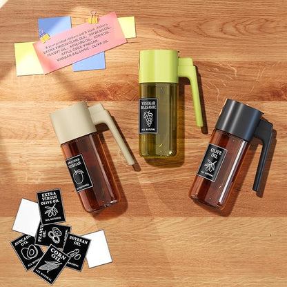 500ml Black Oil Sprayer and Dispenser, 2-in-1 Dark-Tinted Glass Spray Bottle for Air Fryer, BBQ, Salad, Baking, Refillable Oil Mister