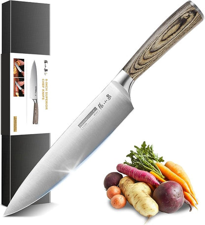 ZHANG XIAO QUAN Chef Knife, 8 Inch 1.4116 German Steel Sharp Kitchen Knife with Pakkawood Handle, Comfortable for Cooking Cutting