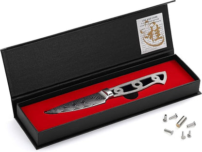 KATSURA Woodworking Project Kit – Paring Knife Blank – Blade Width 25mm – 3.75 Inch – Japanese Premium AUS 10V, 67 Layers Damascus Steel – Storm-V Series – NO LOGO