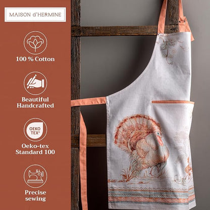 Maison d' Hermine 100% Cotton Apron for women with Pocket Kitchen Chef Apron for Men Cooking Spring Summer