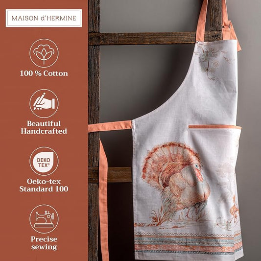 Maison d' Hermine 100% Cotton Apron for women with Pocket Kitchen Chef Apron for Men Cooking Spring Summer