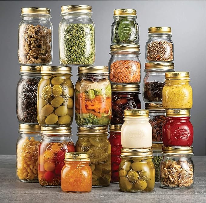 Bormioli Rocco Quattro Stagioni Clear Airtight Mason Jar, 8.5 Oz. Made from Food Safe Durable Glass, Made in Italy.