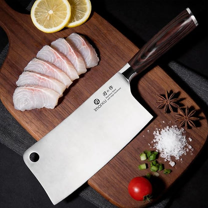 imarku Meat Cleaver 7 Inch, Razor Sharp Japanese High Carbon Steel Vegetable Cleaver Knife, Multipurpose Kitchen Chopper Butcher Knife for Home Kitchen & Restaurant, Ergonomic, Gifts for Men and Women