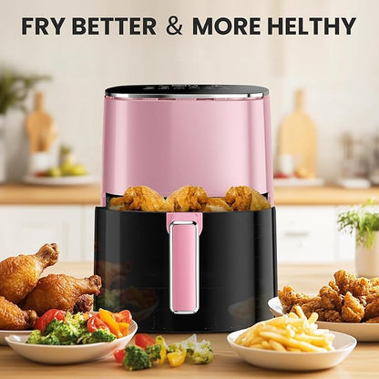 NEWBULIG Air Fryer, 6QT Square Airfryer with Visual Window, 400℉ Fast Heating Air Fryers Oven with Timer, Auto-Off, Non Toxic & Non Stick, Multiple 12 Modes for Roast, Bake, Dehydrate, Fry, Reheat